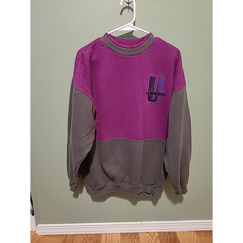 Vintage Umbro Two Tone Crewneck Sweater Purple Gray‎ Adult Large